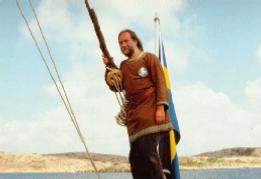 Kenneth Eriksson aboard the Viking ship Vidfamne in the summer of 1994.